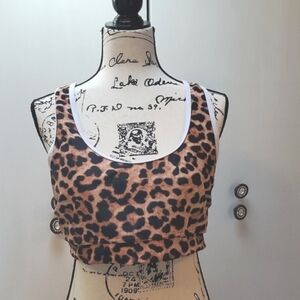 ZYIA Womens Leopard Print Racerback Sports Bra Sz.XXL NO PADS